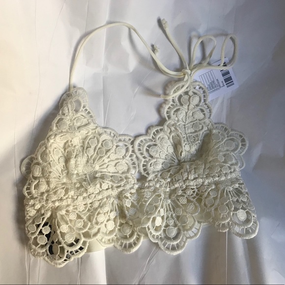 NWT Urban Outfitters Ivory Lace Halter Bralette - Picture 1 of 8